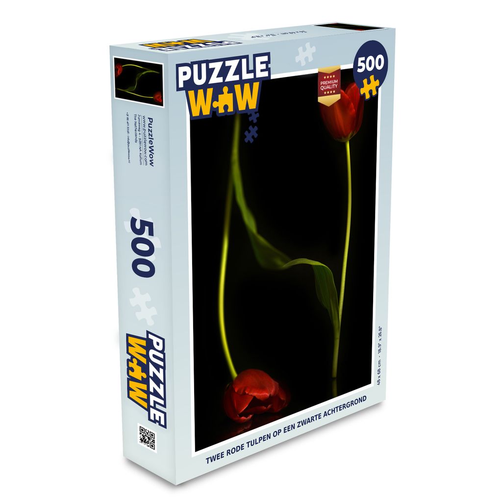MuchoWow Puzzle 500 Teile Zwei rote Tulpen auf schwarzem Hintergrund - Denken - Spiel - Toy