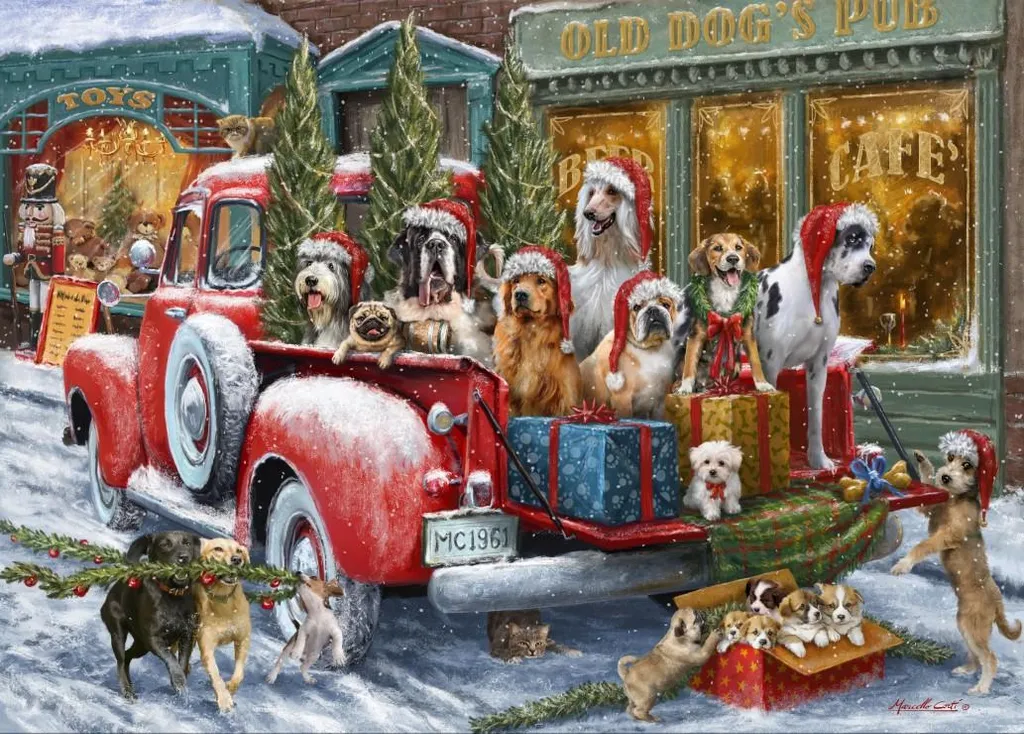Puzzle 500 pièces Chiens rigolos en camion - Jeu de réflexion adulte