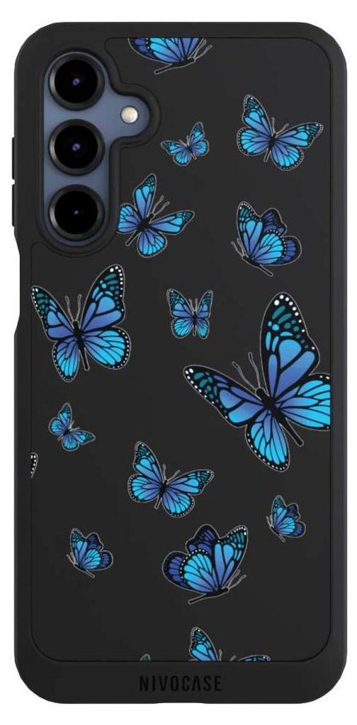 NIVOCASE Handyhülle für Samsung Galaxy A16 5G Hülle NIVOpure Case Schwarz Muster Schmetterling transparent