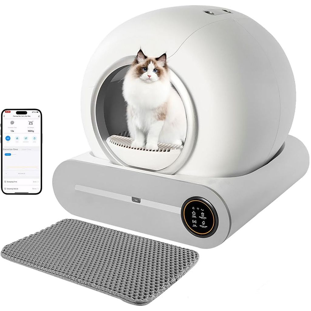 Katzentoiletten, Intelligente Selbstreinigende Katzentoilette, 65L Katzenklo Selbstreinigend Geruchsbeseitigung, App-Steuerung, Große Fassungsverm...