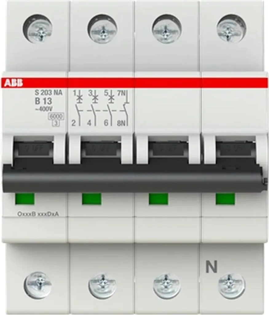 Disjoncteur ABB S203-B13NA Courbe B 13A 3 Pôles + Neutre 6kA