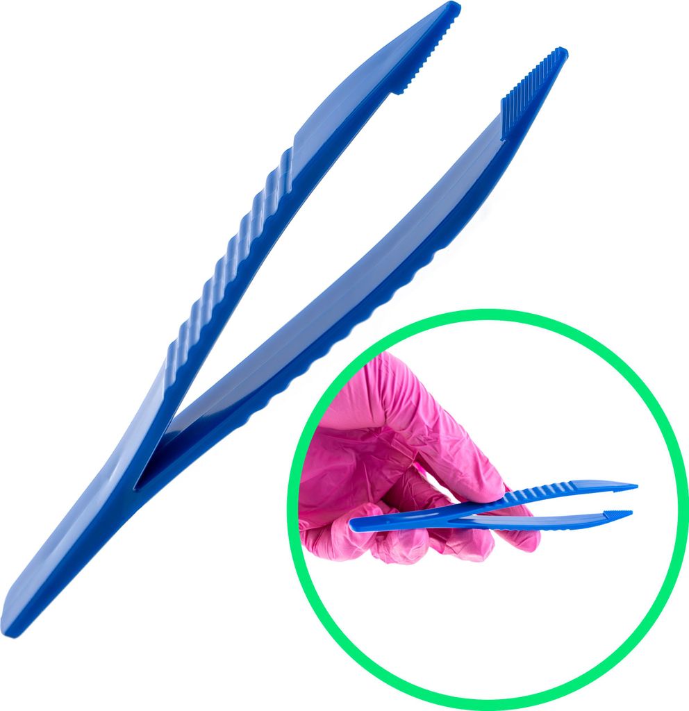 Pinzette Chirurgische Pinzette 12,5 cm steril Einweg Kunststoff x10 blau