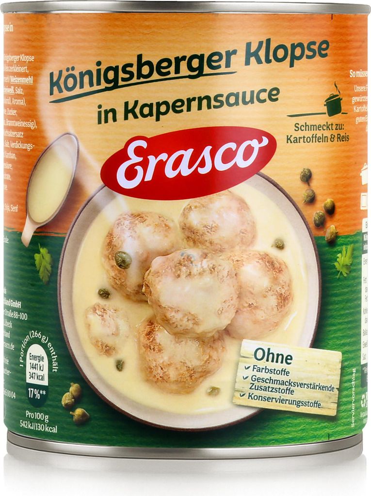 Erasco Königsberger Klopse Kapernsauce 800g Fertigessen Produktbild 