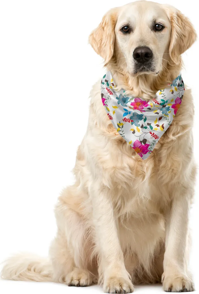 Morbida Bandana ABAKUHAUS per Cani 55x55cm - Fiori Primavera Colorati