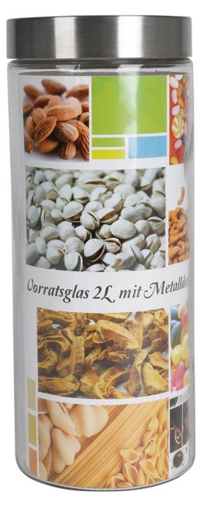 Vorratsglas 2 Liter mit Metalldeckel Frischhaltedose Produktbild 