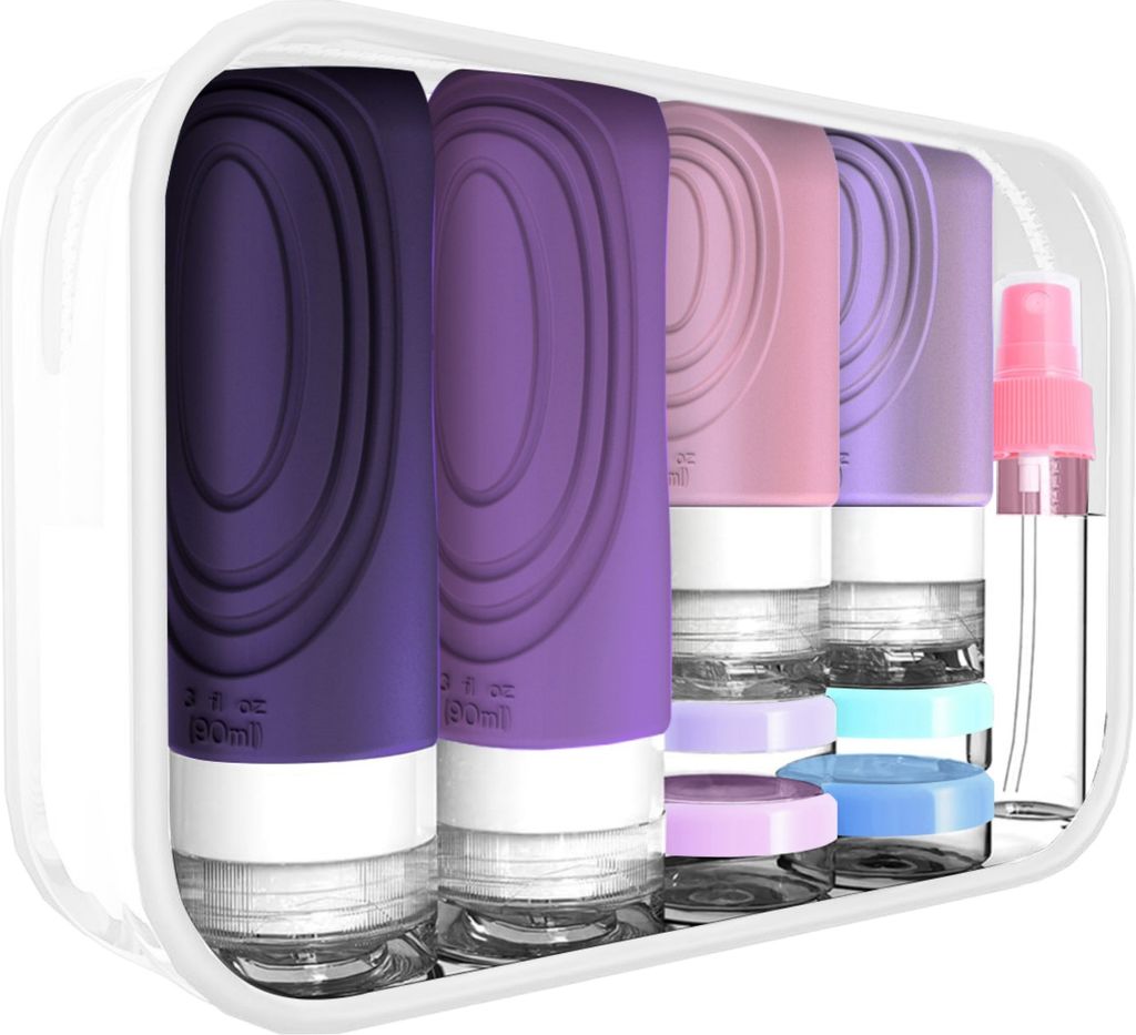 INF Reise-Silikon-Toilettenartikel-Behälter-Set - 17 Teile Violett