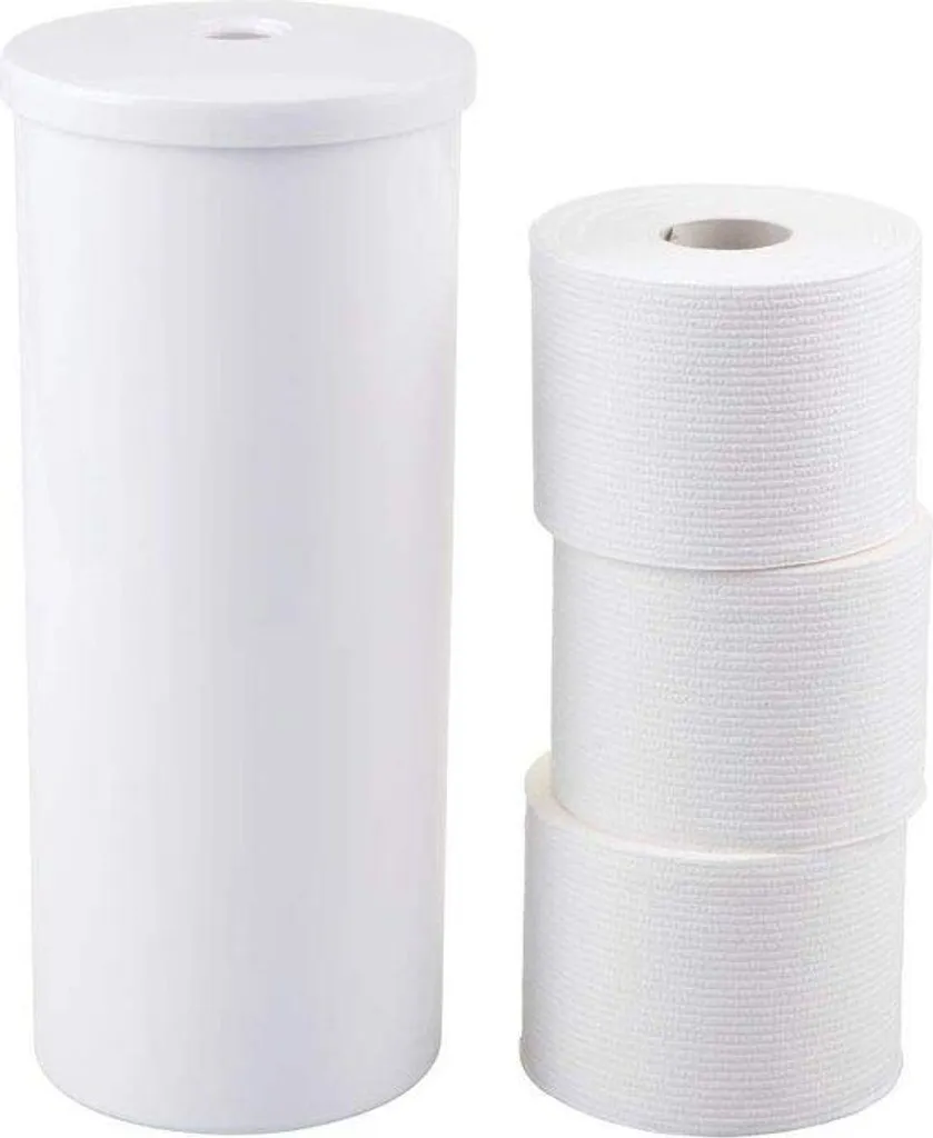Rangement papier toilette pour salle de bain, modèle blanc sur pied