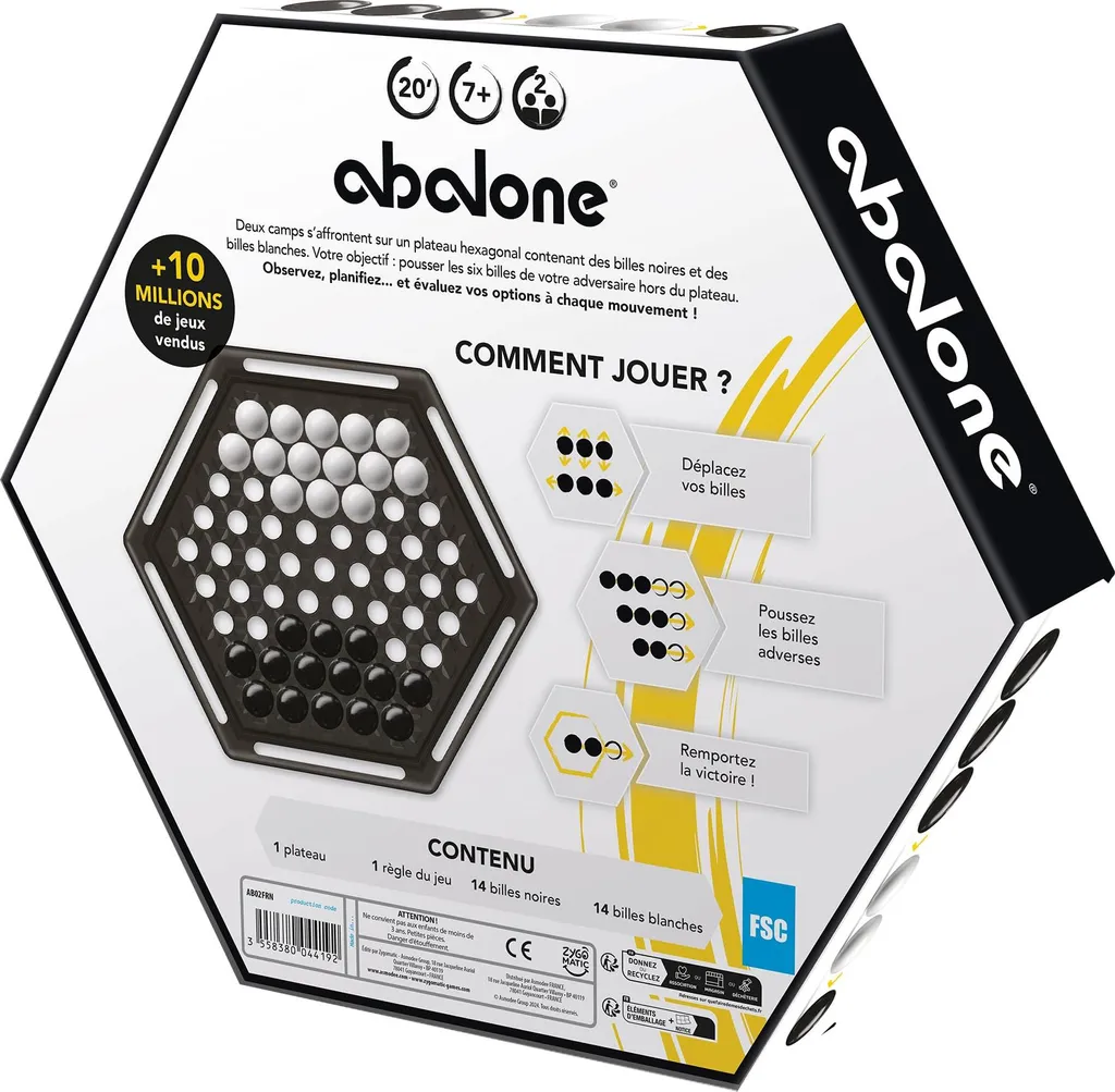 Jeu de Société de Stratégie Abalone Asmodee Plateau Hexagonal et Billes - 5