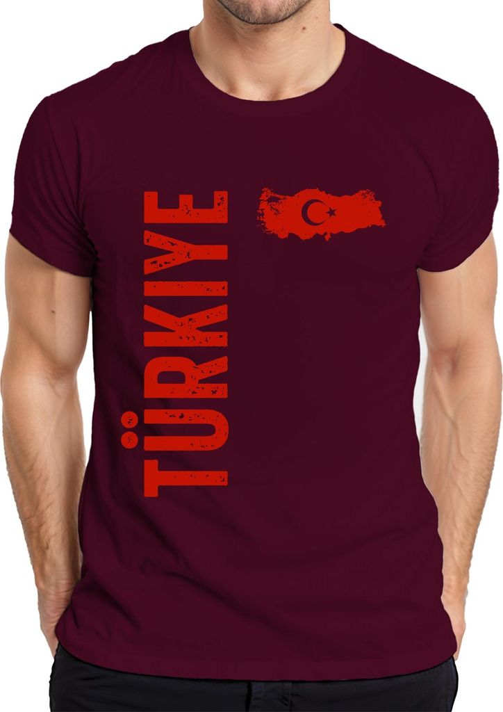 Türkiye Türkei Fan türkische Flagge Fußball WM 2026 EM 2028 Herren T-Shirt, Burgundy, M