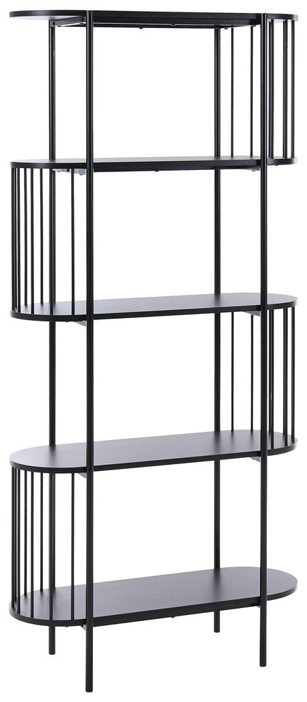 BELIANI Čtyřpolicová knihovna černá MDF 172 x 80 cm oválná Obrázek produktu 