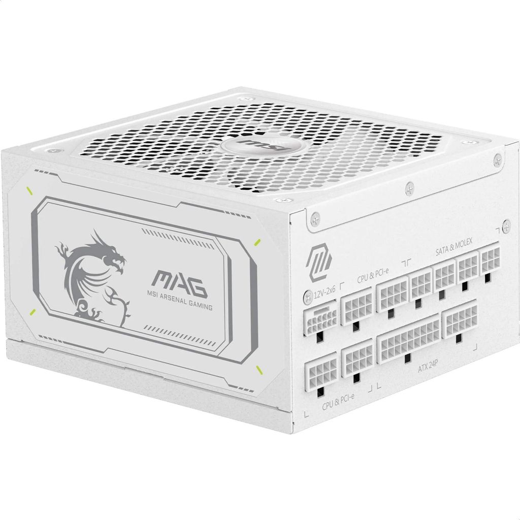 MSI MAG A1000GL PCIE5 WHITE, 1000 W, 100 - 240 V, 50/60 Hz, Produktbild 