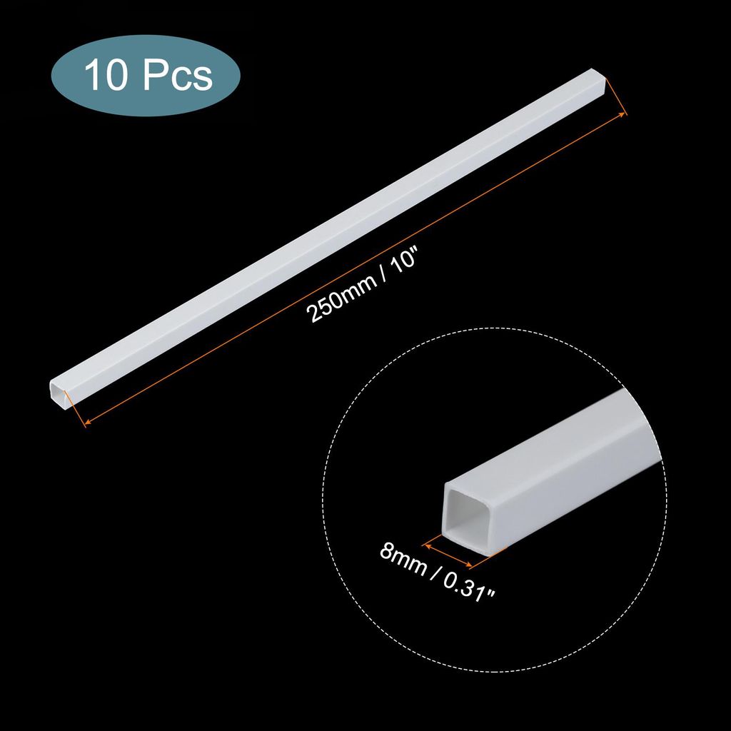 10 Stš¹ck Kunststoffmodellrohr ABS Quadratrohr 8x8x250mm Wei? Einfache Verarbeitung fš¹r Architekturmodellbau DIY