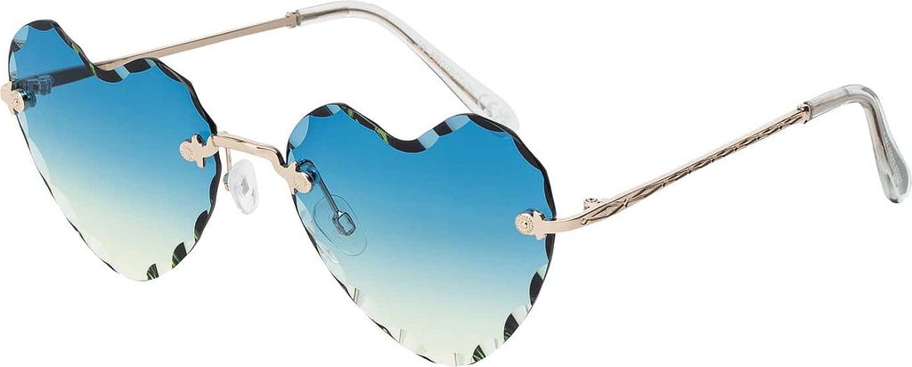 Damen Sonnenbrille Herz Form Designer 80er Modern Urlaub Sommer Strand 30564 Blau-Gelb