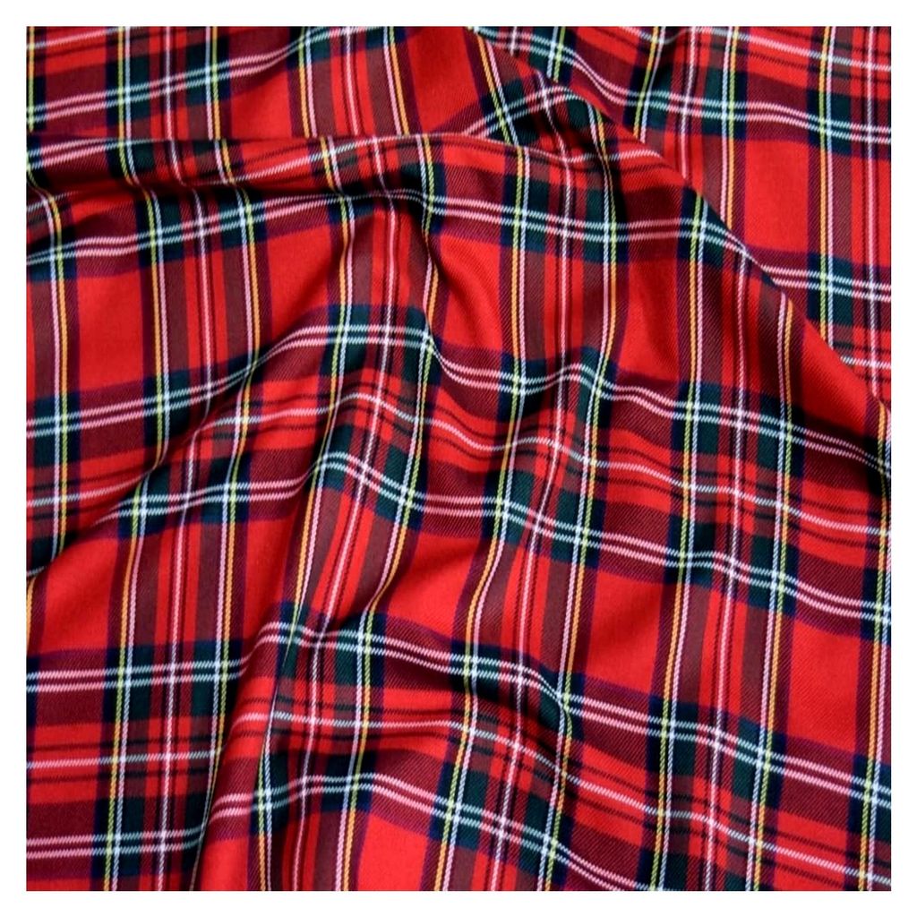 Rot Schottenkaro Stoff Black Watch Tartan Baumwollstoff für Kilt und Trachtenmode