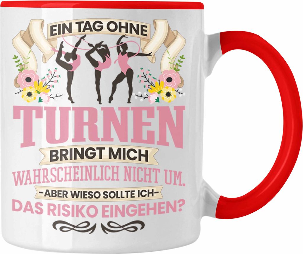 Trendation - Turnen Tasse Geschenk für Turnerin Mädchen Frauen Leichtathletik Lustiger Spruch Geschenkidee (Rot)