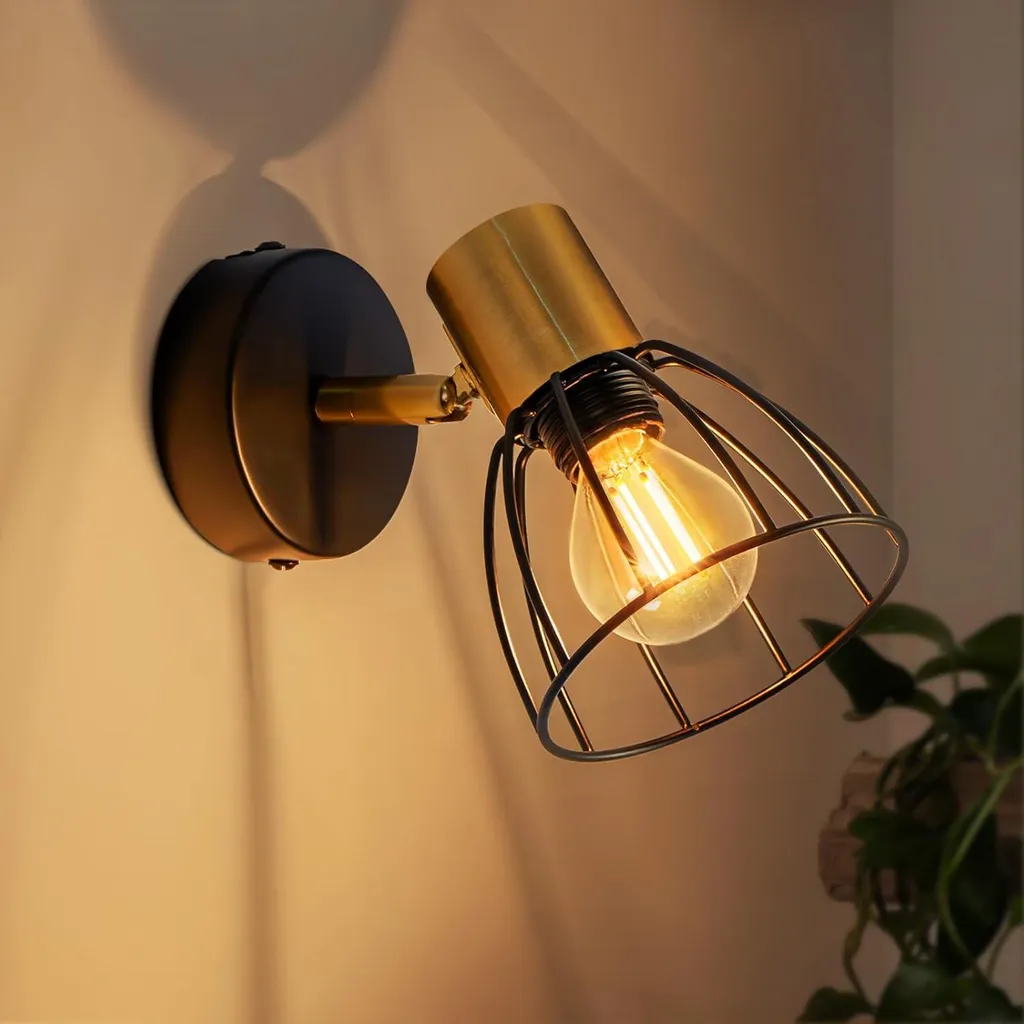 Faretto a Parete ZMH E14 Orientabile - Lampada Interni Nera Professionale