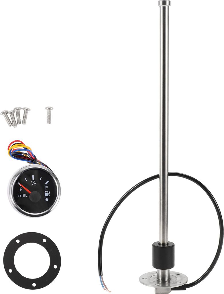 Kraftstoff-Sendeinheit und Messgerätesatz 14,76" Länge Boot Kraftstoff-Sendeinheit Marine Kraftstoff-Sender Einheit Metall Silber Ton Schwarz 1 S...