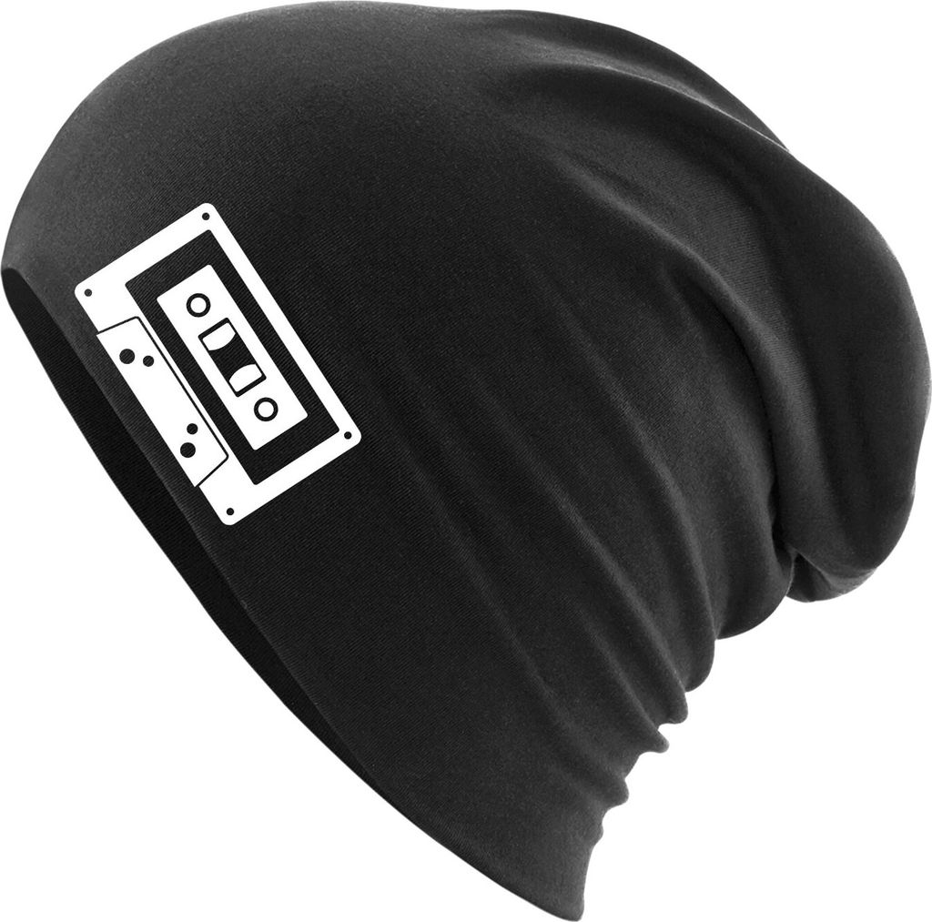 Huuraa Beanie Kassette Tape Black One Size Baumwolle und Elasthan Mütze Geschenkidee