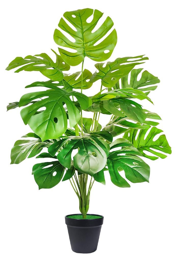 Künstliche Pflanze, 72 cm hoch, 18 Blätter, tropische Palme, künstliche Monstera deliciosa im Topf, große künstliche Pflanze, geeignet zur Dek...