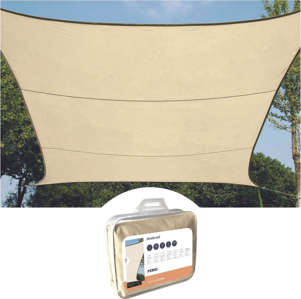 Perel Sonnensegel 3.6 x 3.6 m, quadratisch für Garten und Produktbild 