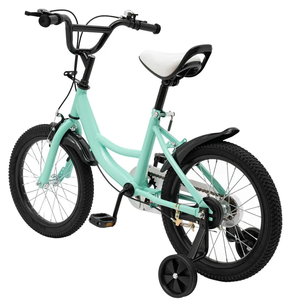 Vélo enfant 16 pouces en acier avec roues stabilisatrices - Vert