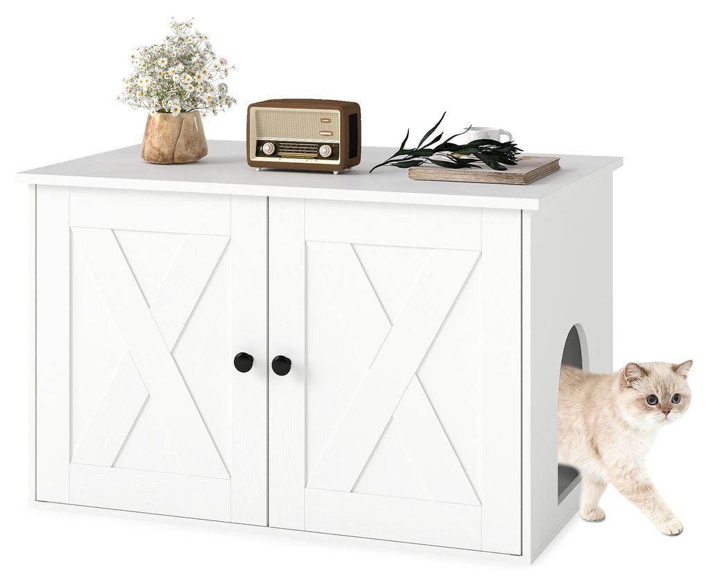 COSTWAY 3 in 1 Katzenschrank 80x53x50cm, Katzenklo Schrank, Produktbild 