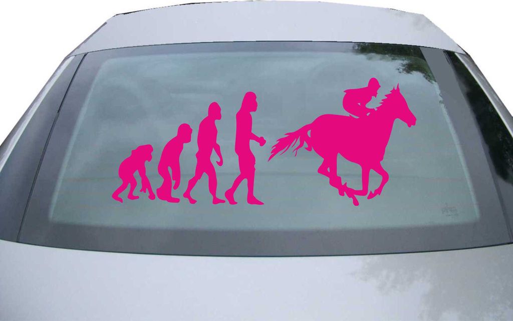 Indigos UG - Aufkleber Heckscheibe & Motorklappe DE7132 - pink - 600x252 mm - Evolution Pferdesport - Auto Scheiben Fenster Heckklappe Tuning Racin...