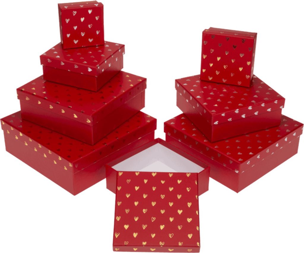 OOTB Rote Geschenkkartonage Shiny Hearts