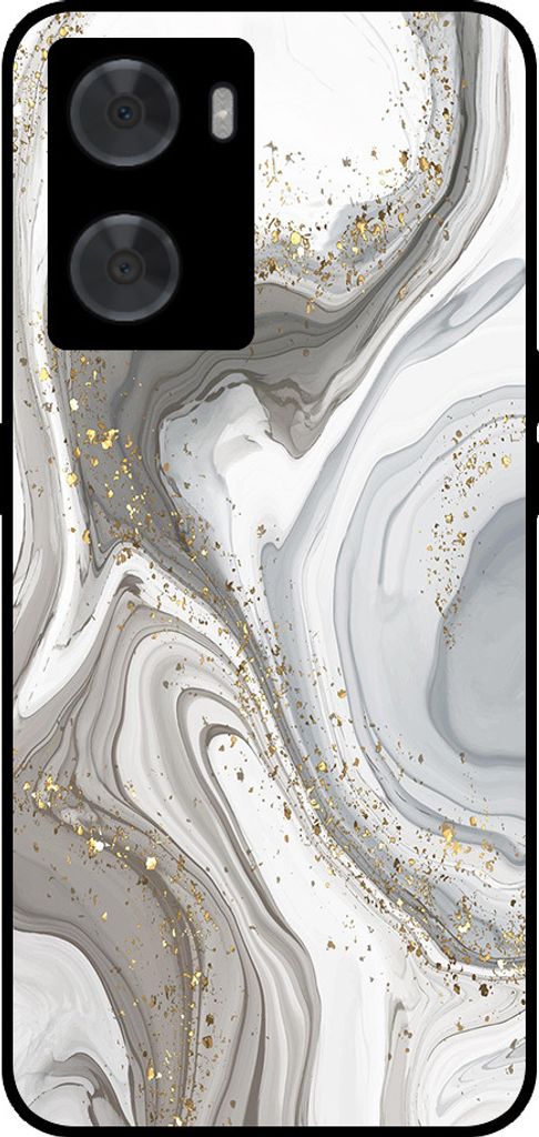 Smartphonica Handytasche Passend für Oppo A57 / A57s / A77 mit Marmordruck - TPU Rückseite Fall Marmor Design - Silber