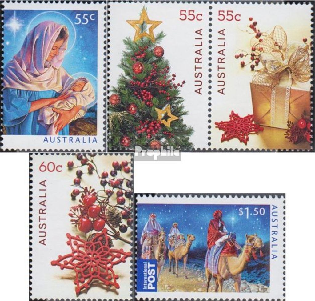 Briefmarken Australien 2011 Mi 3635,3636-3637 Paar, 3638-3639 (kompl.Ausg.) postfrisch Weihnachten