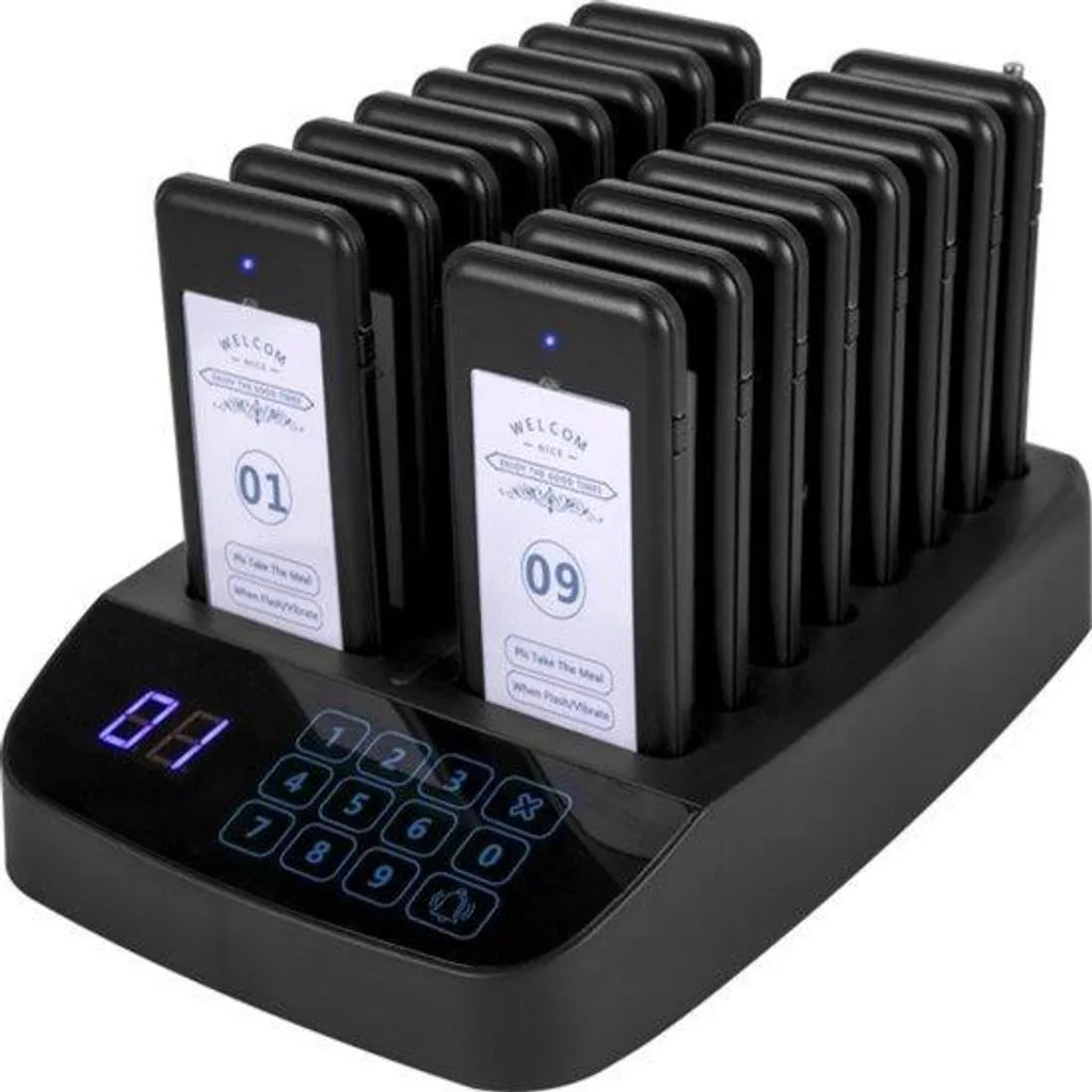 Système d'appel 500m portée radio avec 16 unités pour service de table