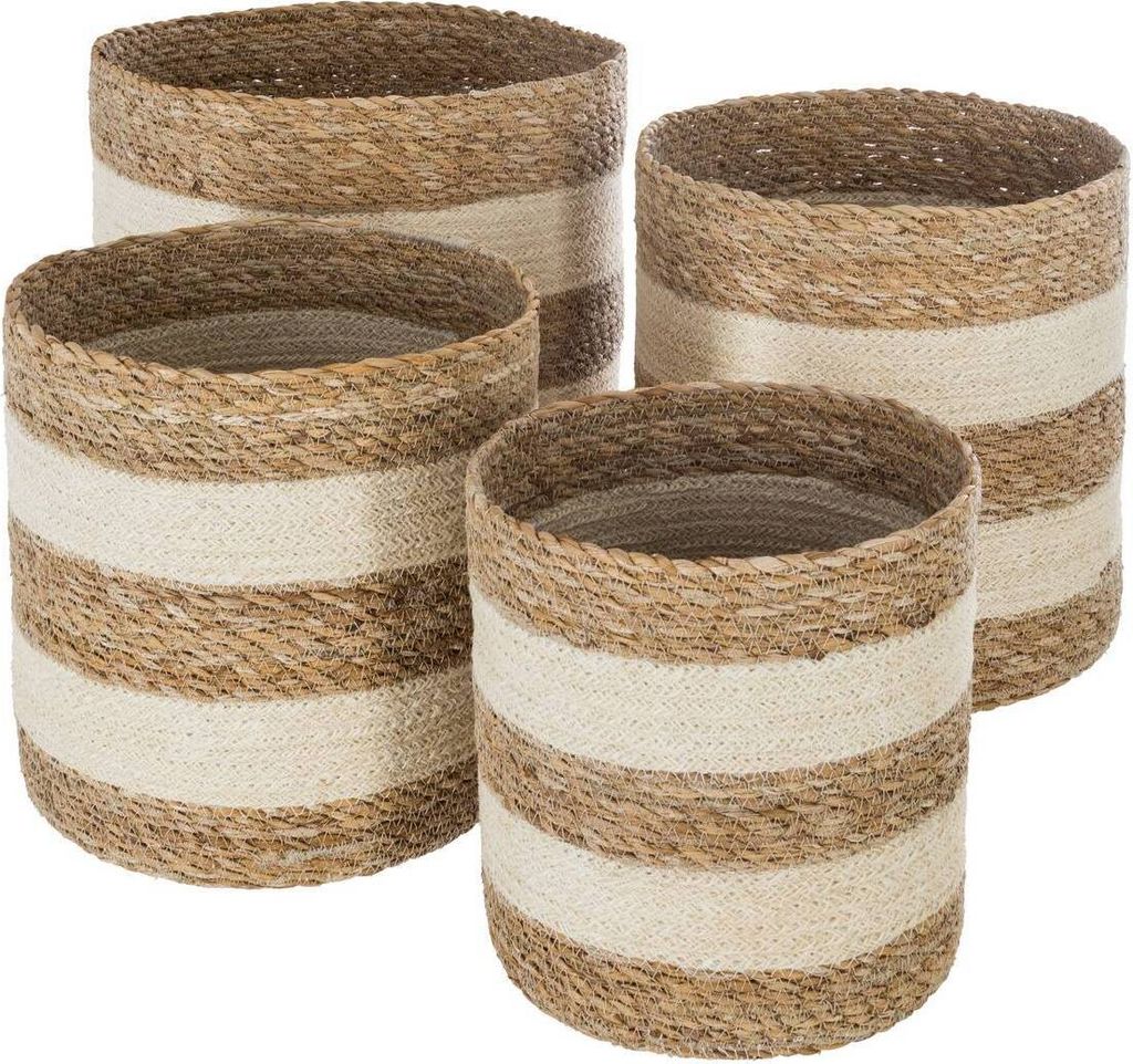 Set aus 4 körben jute weiß - Atmosphera créateur d'intérieur