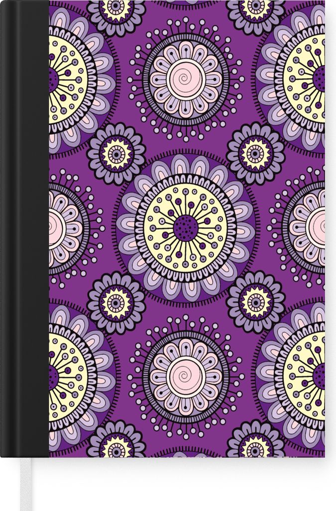 MuchoWow Notizbuch Tagebuch Haushaltsbuch Notebook A5 Mädchen - Blumen - Lila - Muster - Mädchen - Kinder - Kinder - Notizblock - Notizheft - N...