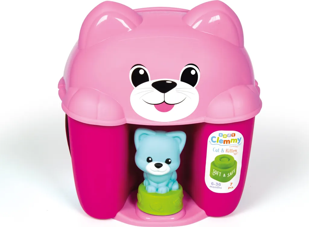 Clementoni 17295 Seau des chatons Clemmy : cubes de construction souples