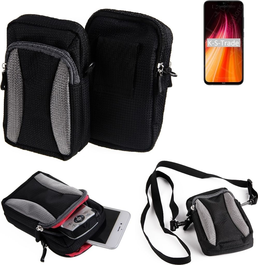 K-S-Trade Holster Schutz Hülle kompatibel mit Xiaomi Redmi Note 8T Handy Hülle Gürteltasche Umhängetasche mit Zusatzfach schwarz