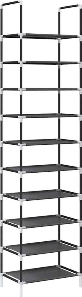 Schuhregal 10-stöckig Schwarz 44x28x180 cm Vliesstoff