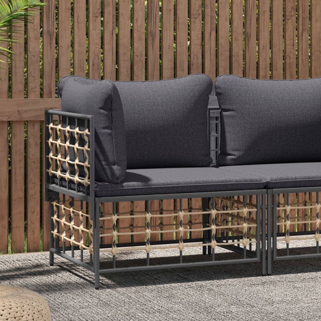 Garten-Ecksofa mit Dunkelgrauen Kissen Poly Rattan , Gartensofas Design 2024