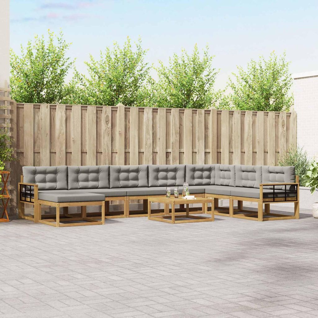 Möbel Outdoor-Sofagarnitur 9 pcs Weiß und HellgrauGartensofas - Gartensofas c2837