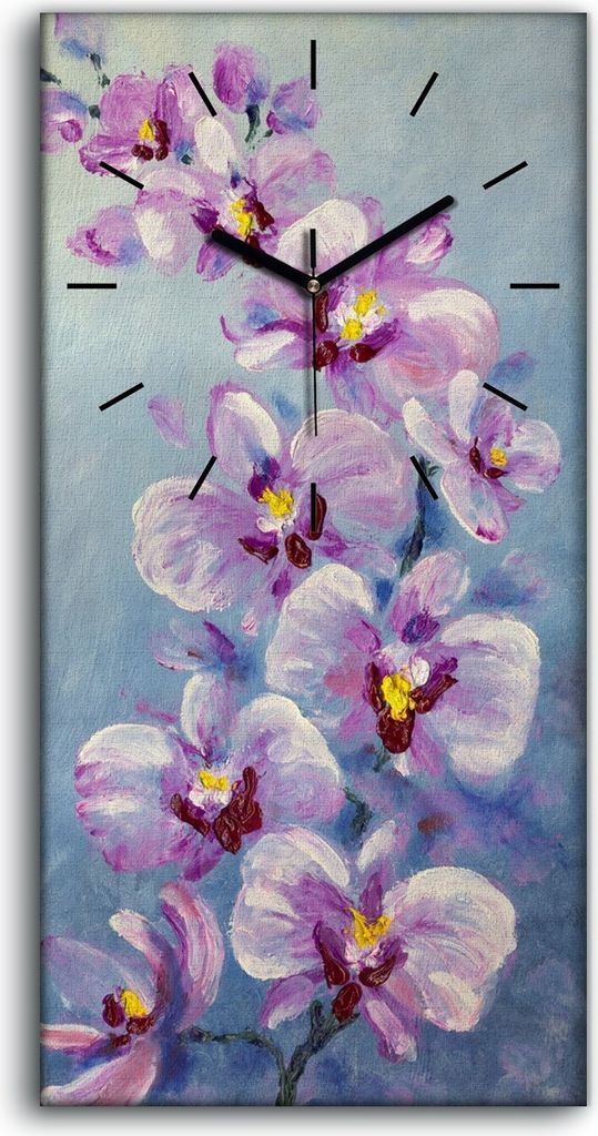 Dekor Leinwand Uhr Wandbilder Geräuschlos 30x60 Malerei Abstrakte Kunst Blumen - schwarze Hände