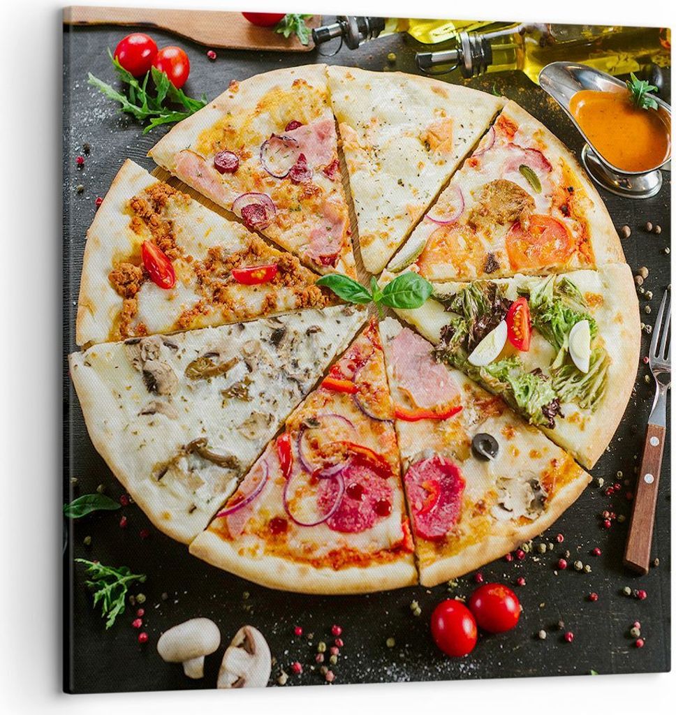 Bild auf Leinwand - Leinwandbild - Pizza Käse Tomaten - Produktbild 