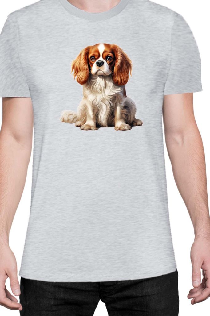 Herren T-Shirt Dogs Breeds Cavalier King Charles Spaniel Dog Breed 006, Man L / Grau