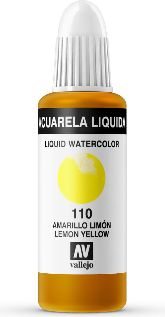 Liquid Watercolor Vallejo 33110 Lemon Yellow 32ml Zitronen Gelb Aquarell Farbe