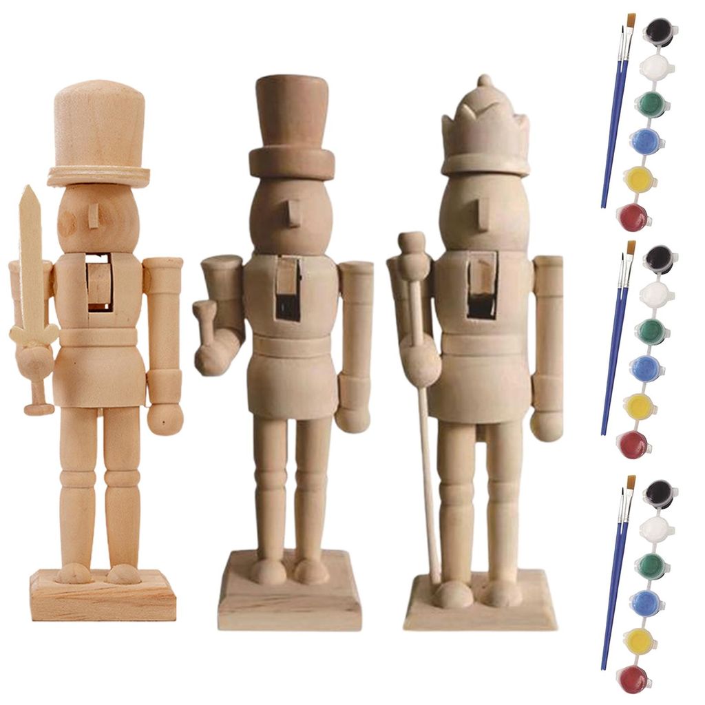 Unfertiger Nussknacker-Soldat aus Holz – DIY-Nussknackerfigur, unbemalt, für Weihnachtsdekoration, Bastelprojekt