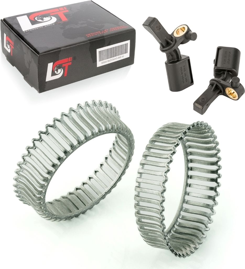 2x ABS-Sensor und ABS-Ring Set Hinterachse 43 Zähne für Produktbild 