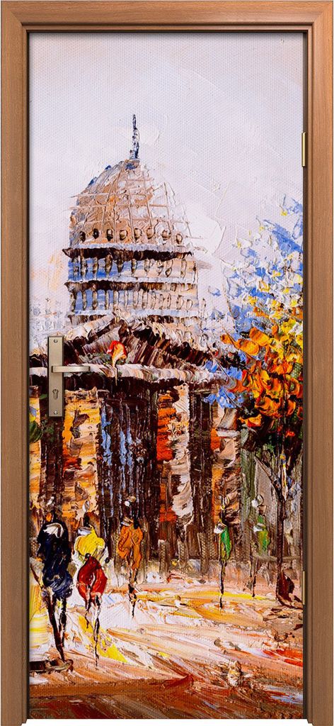 Türposter 80x200 cm Türaufkleber Türtapete Türfolie Klebefolie Paris Straße Menschen Bäume Gebäude
