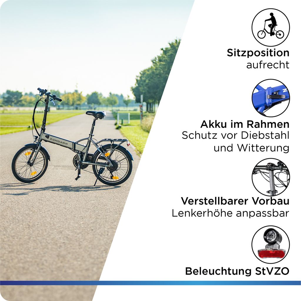 Zündapp Z101 20 Zoll Elektro Klapprad für Erwachsene 150 - Produktbild 4