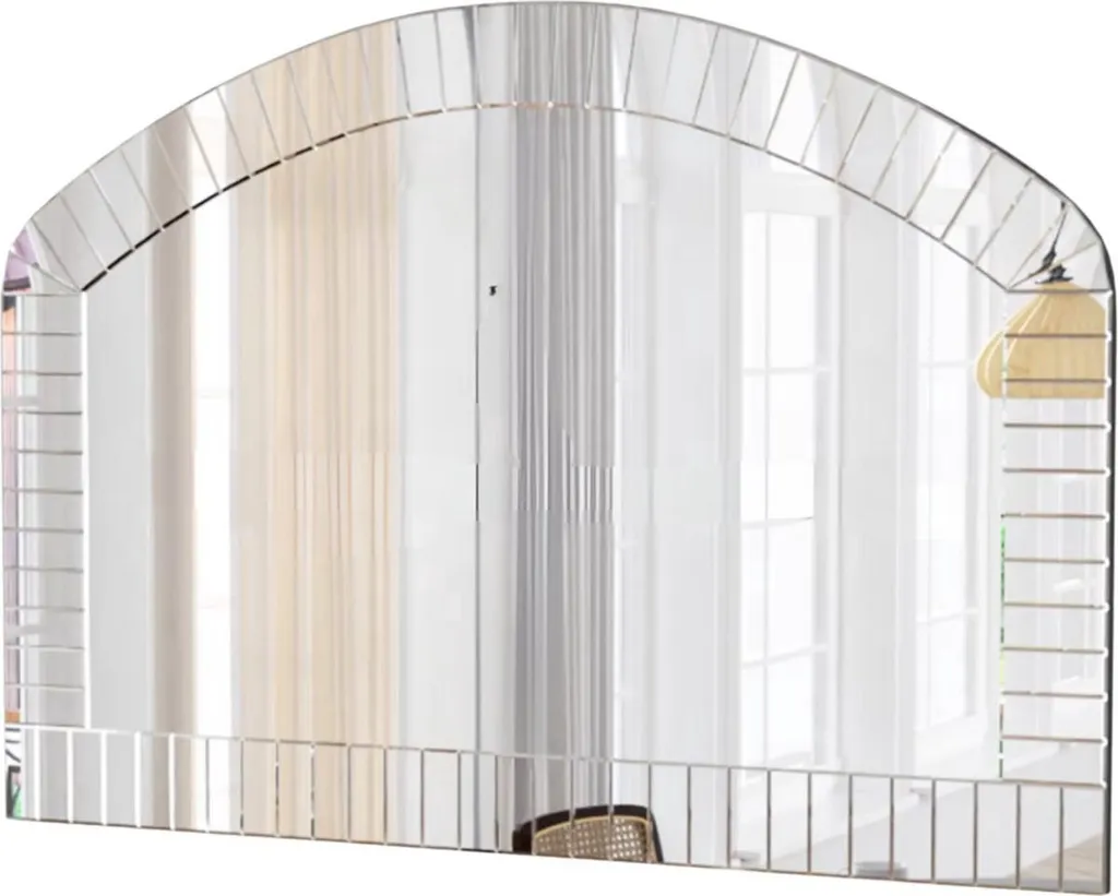 Milano Miroir Mural Courbé Argent Style Vénitien en Verre - 60x90 cm