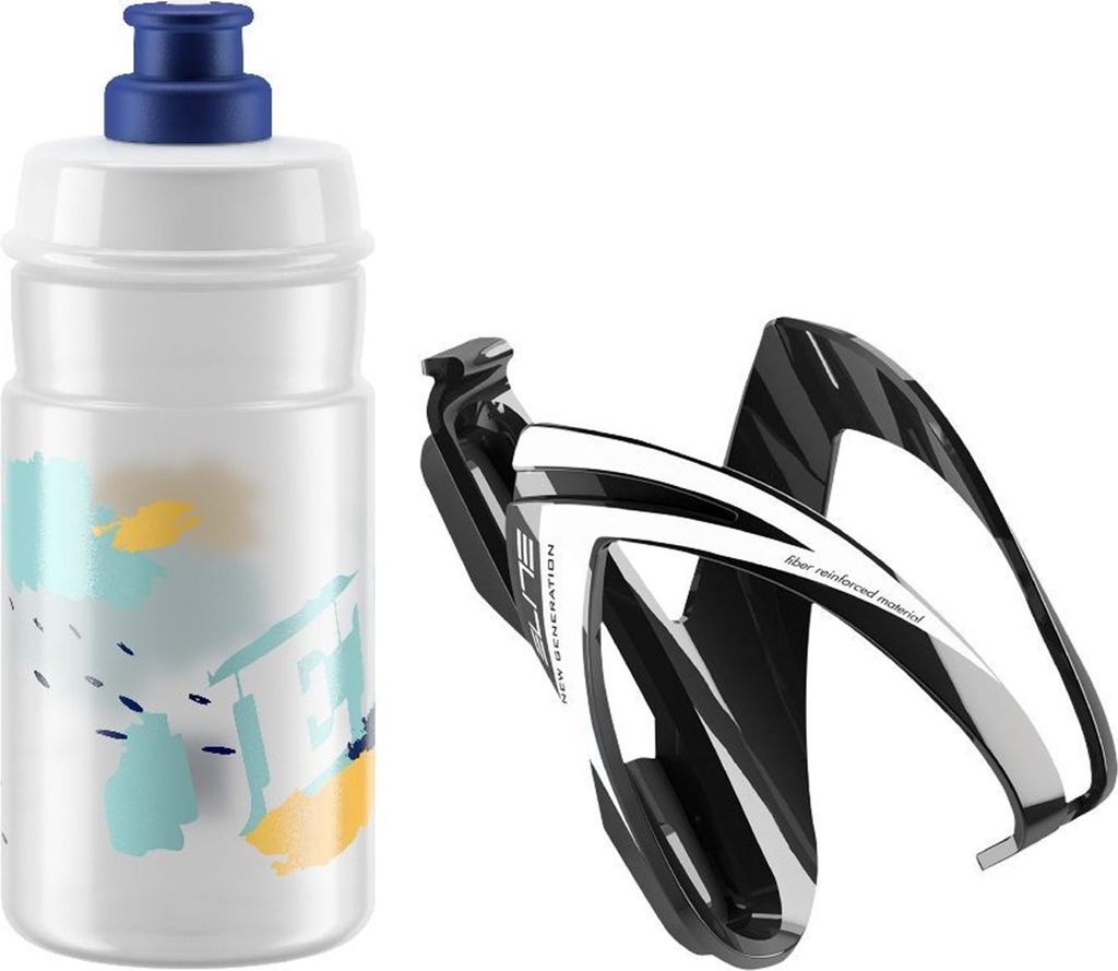 Elite Cycling CEO Bottle Cage + Jet Bottle Kit Black Glossy/Clear Blue 350 ml Fahrradflasche
