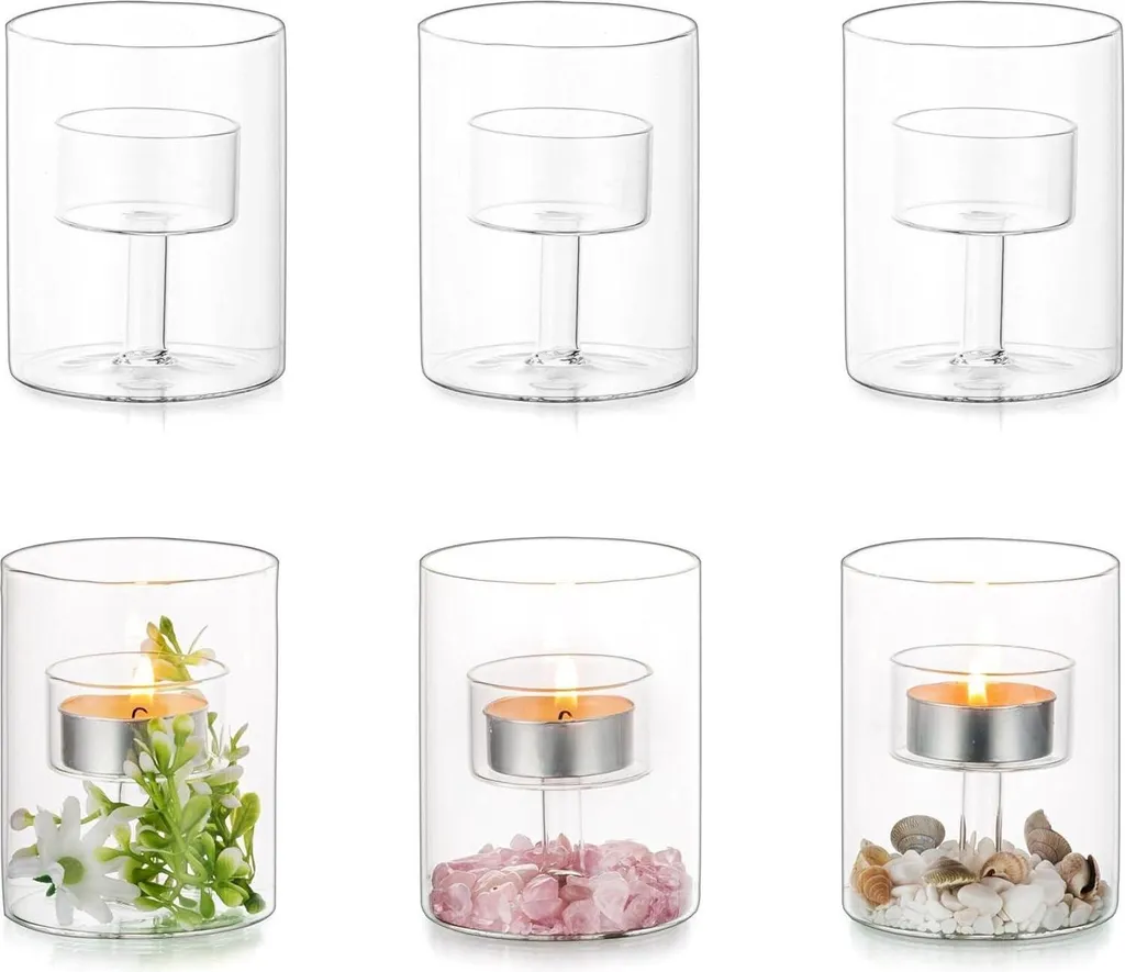 Protégez vos Meubles des Coulures - Set de 6 Bougeoirs en Verre de Sécurité