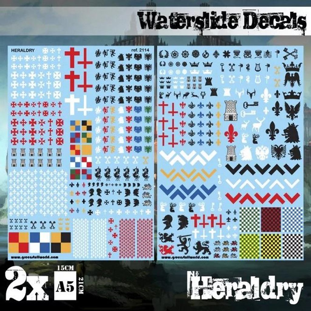 Green Stuff World GSW2114 - Waterslide Decals - Heraldry - Neu